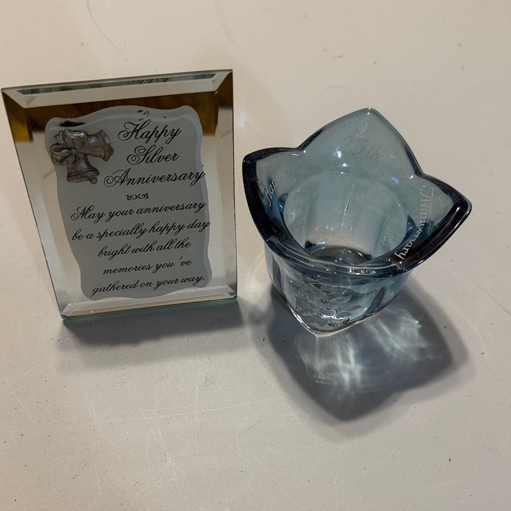 Silver Anniversary Glass Keepsake Set